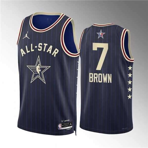 Mens 2024 All-Star #7 Jaylen Brown Navy Stitched Basketball Jersey